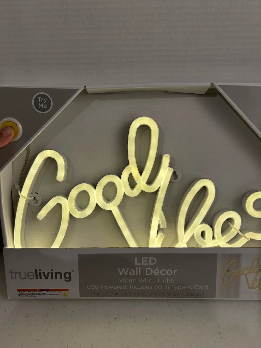 TrueLiving 'Good Vibes' LED Wall Decor in White